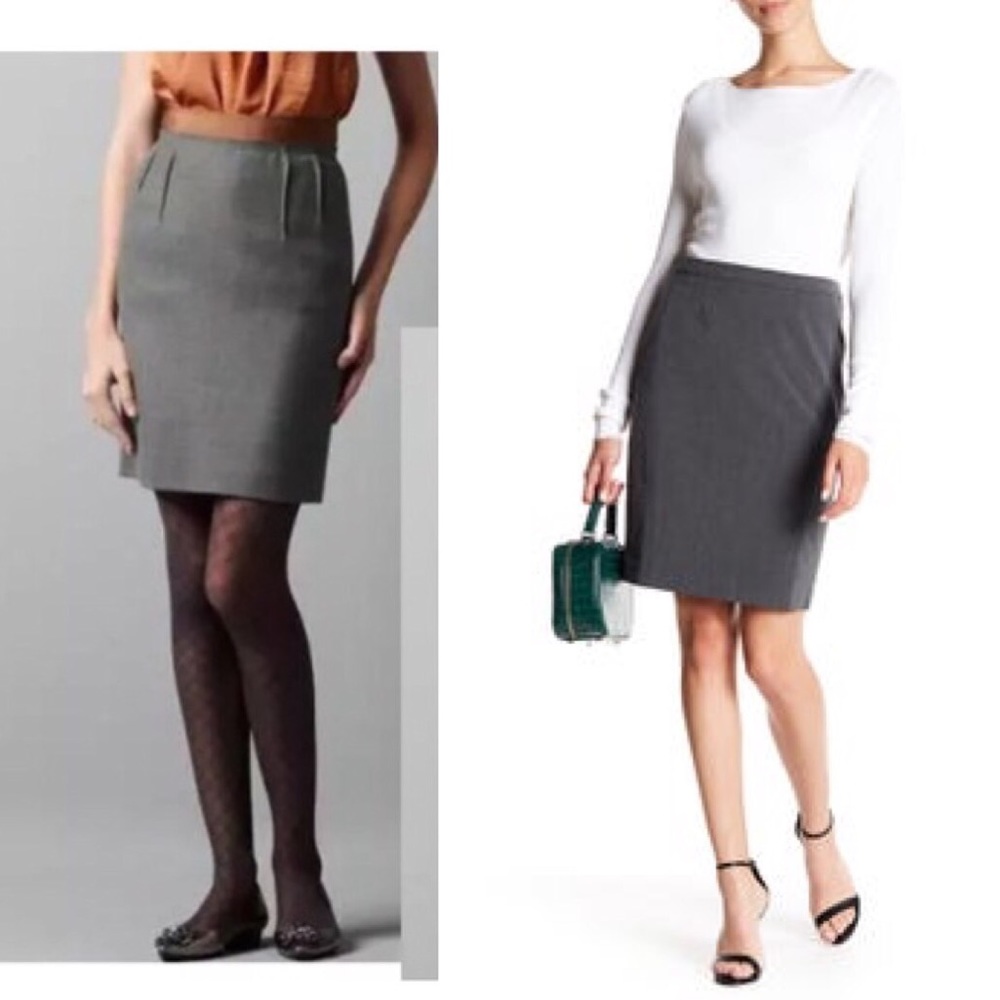 Ann Taylor exposes back zipper gray skirt